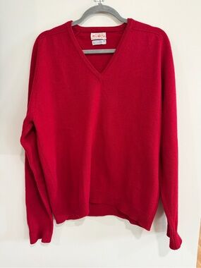 Vintage Bright Red V-Neck Sweater by Vintage